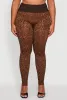 Plus Size High Waisted Leopard Print Ribbed Knit Leggings sold by Rainbow