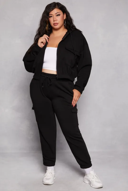 Plus Size Fleece Drawstring Cargo Joggers sold by Rainbow