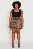 Plus Size Acid Wash High Waisted Mini Denim Skirt sold by Rainbow