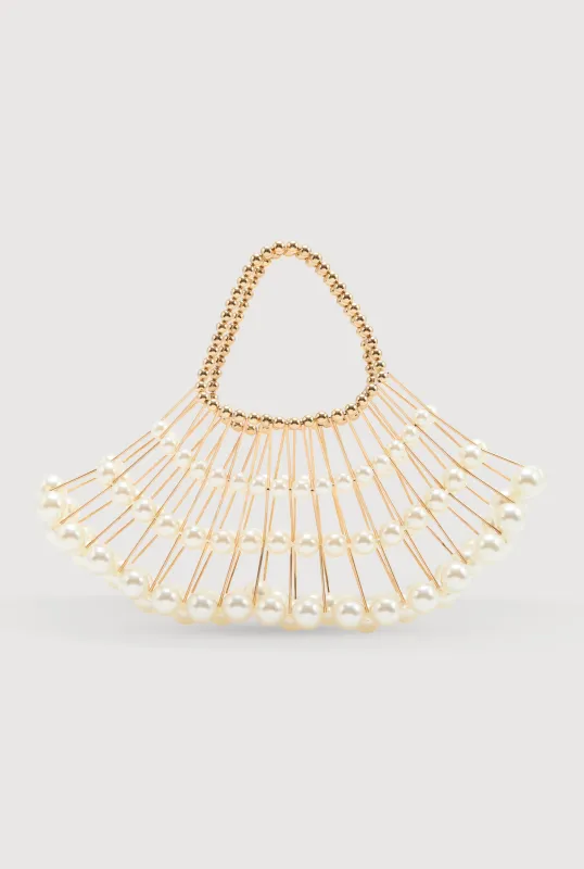 Caged Faux Pearl Handbag made by Rainbow