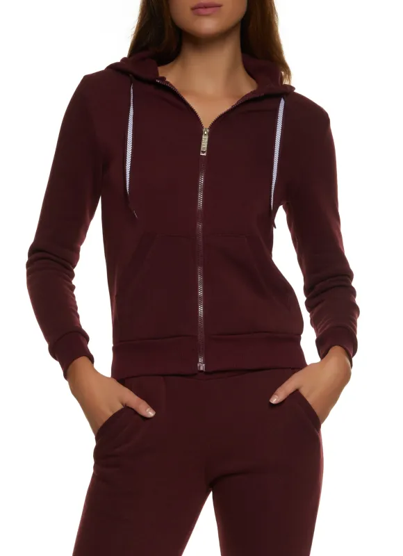 Solid Fleece Zip Front Hooded Sweatshirt sold by Rainbow