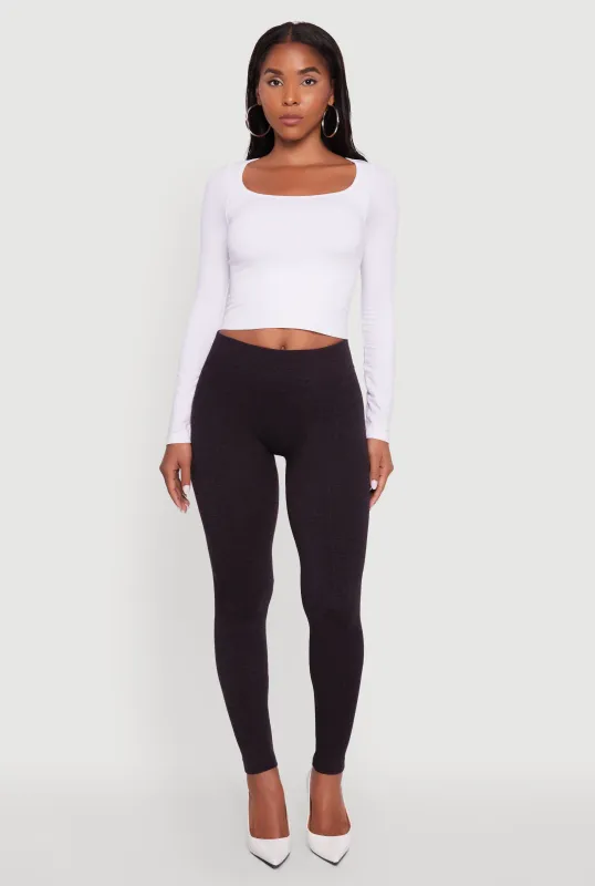 Marled High Waisted Fleece Lined Leggings sold by Rainbow