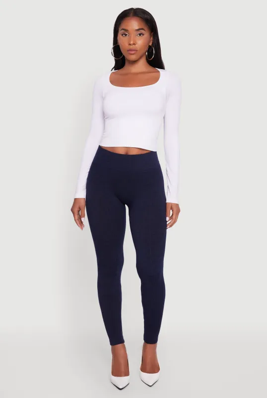 Marled High Waisted Fleece Lined Leggings sold by Rainbow