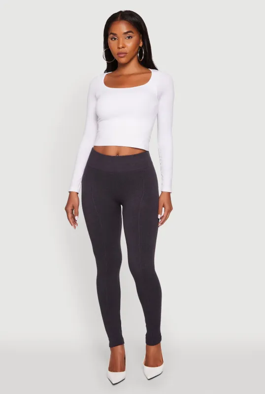 Marled High Waisted Fleece Lined Leggings sold by Rainbow