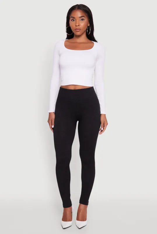 Marled High Waisted Fleece Lined Leggings sold by Rainbow