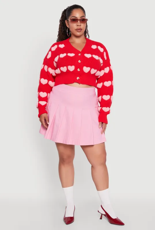 Plus Size Heart Graphic Button Front Cardigan sold by Rainbow