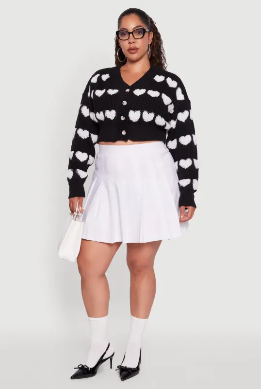 Plus Size Heart Graphic Button Front Cardigan sold by Rainbow