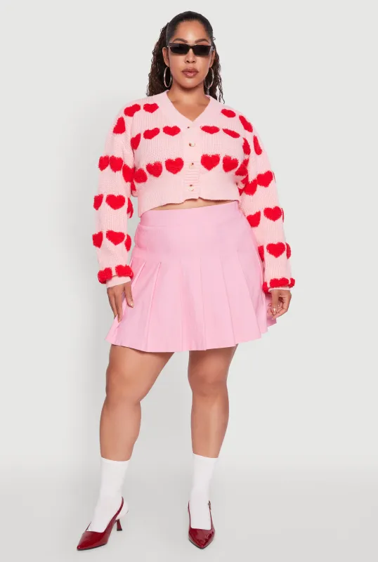 Plus Size Heart Graphic Button Front Cardigan sold by Rainbow