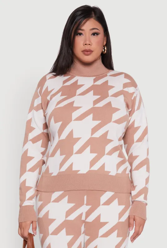 Plus Size Patterned Mock Neck Sweater sold by Rainbow