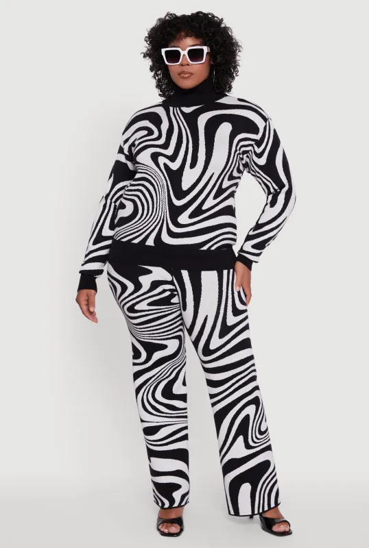 Plus Size Patterned Pull On Straight Leg Pants sold by Rainbow