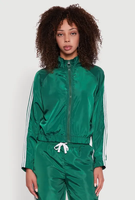 Nylon Varsity Stripe Zip Front Track Jacket sold by Rainbow