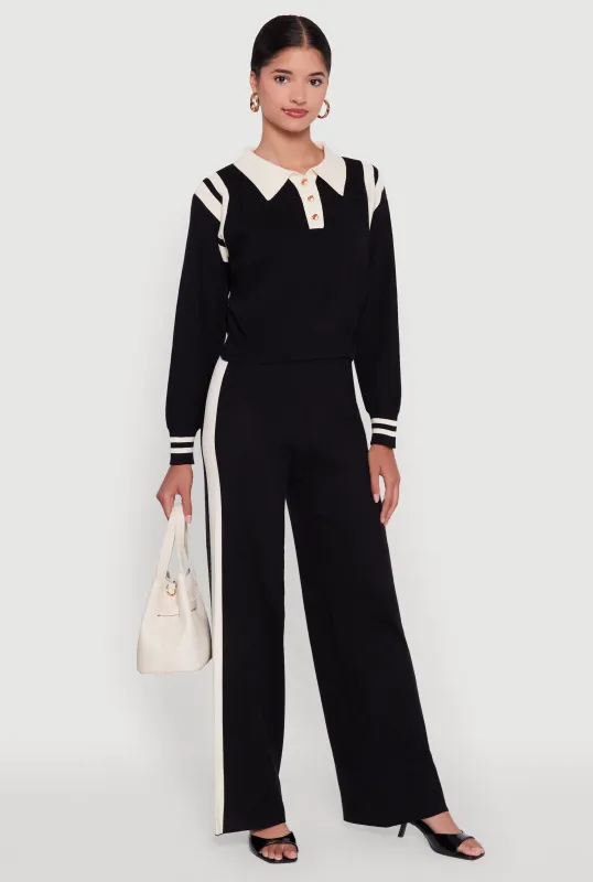 Side Stripe Pull On Wide Leg Pants sold by Rainbow