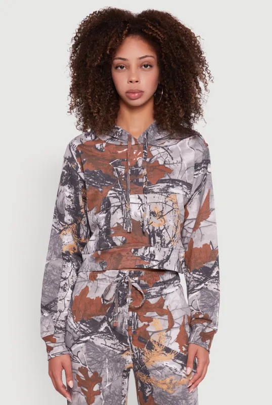 Hunter Camo Cropped Pullover Hoodie made by Rainbow