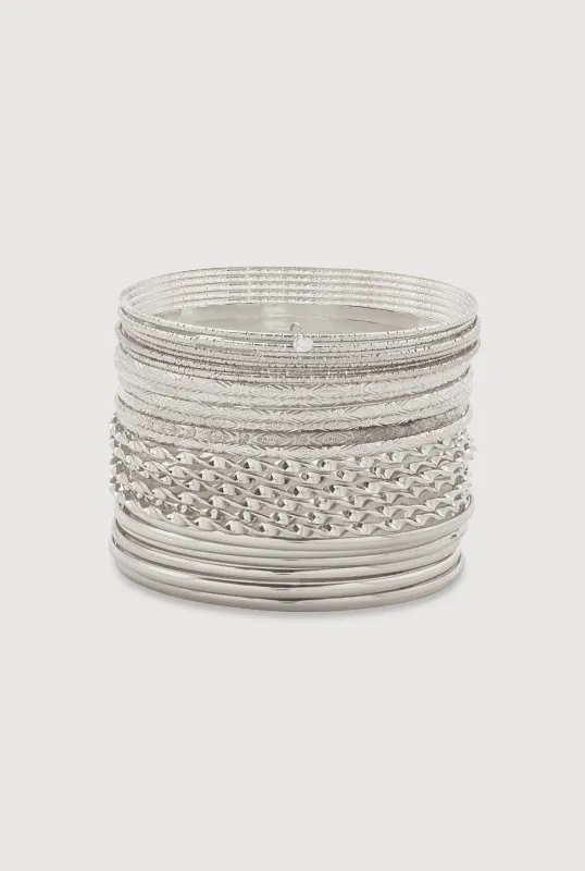 Plus Size Assorted Metallic Bangles Set of 24 sold by Rainbow