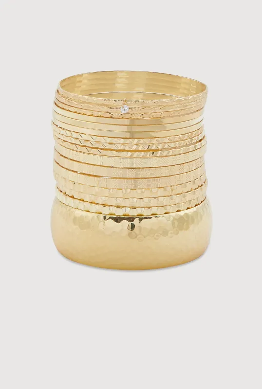 Plus Size Assorted Textured Bangles Set of 16 sold by Rainbow