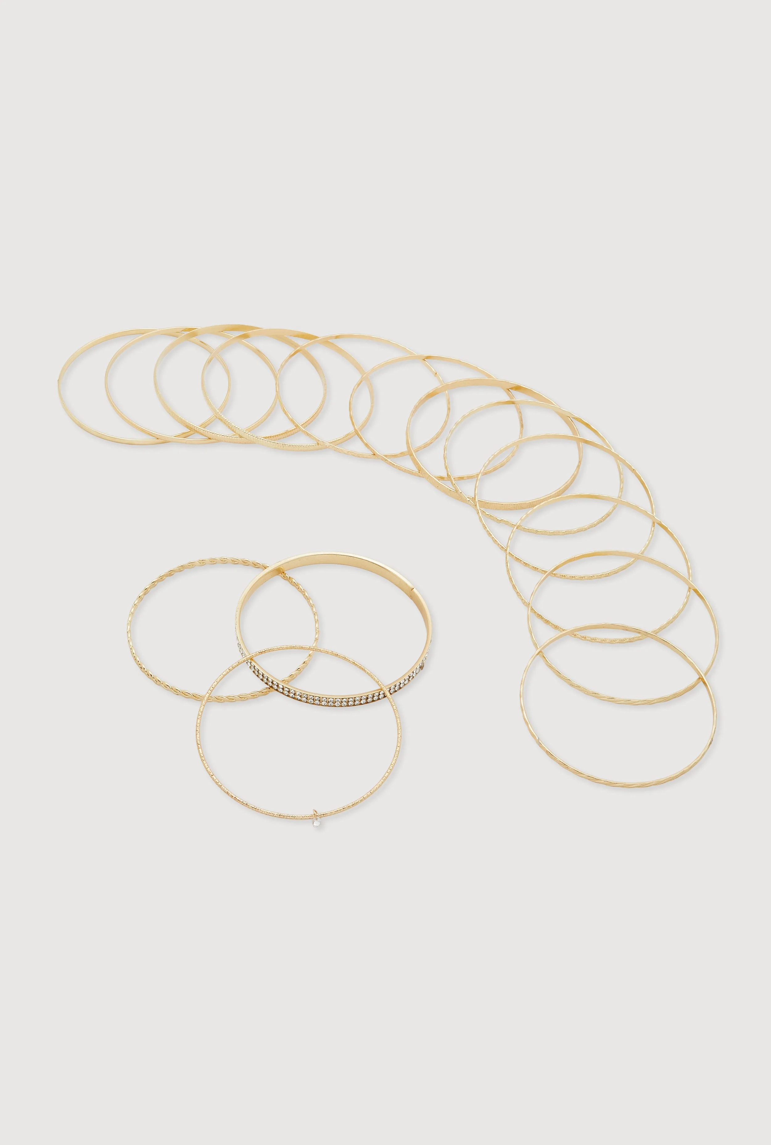 Plus Size Cubic Zirconia Metallic Textured Bangles Set of 15 sold by Rainbow product image thumbnail 3