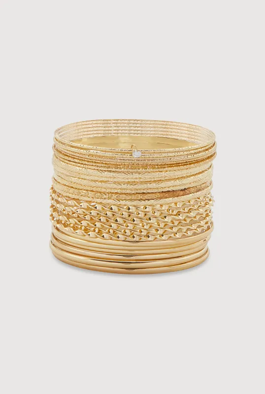 Plus Size Assorted Metallic Bangles Set of 24 sold by Rainbow