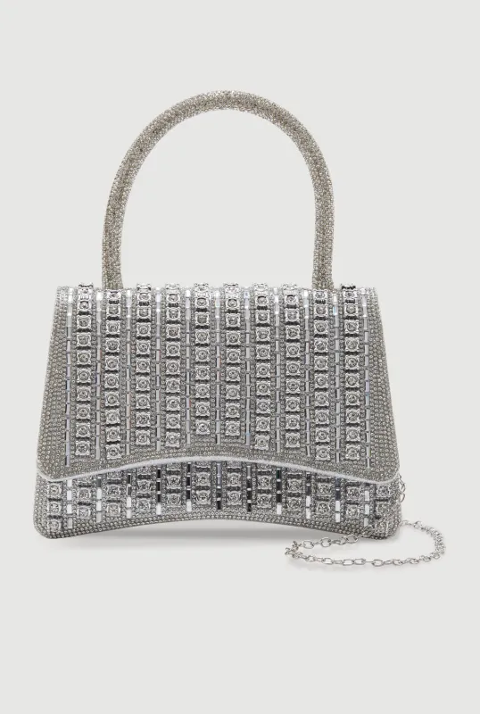 Rhinestone Studded Crossbody Bag with Removable Strap sold by Rainbow