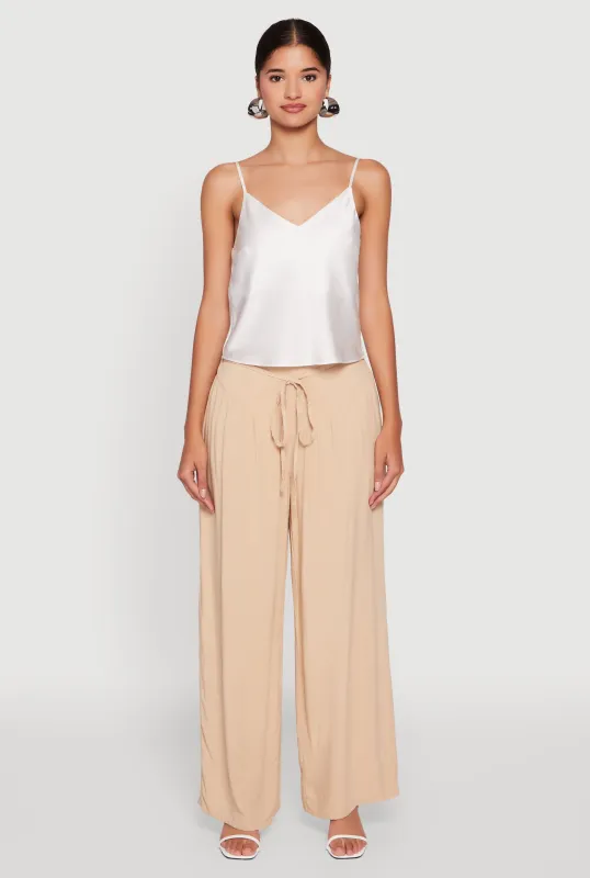 Tie Front Wide Leg Palazzo Pants sold by Rainbow