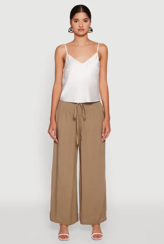 Tie Front Wide Leg Palazzo Pants sold by Rainbow