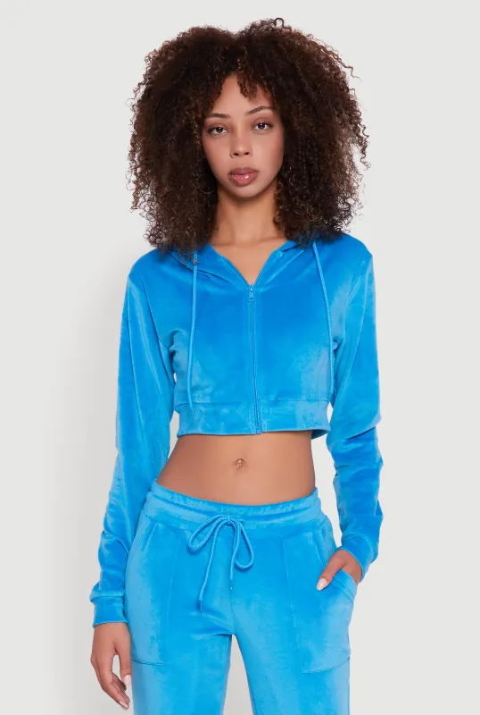 Velour Cropped Hooded Sweatshirt sold by Rainbow