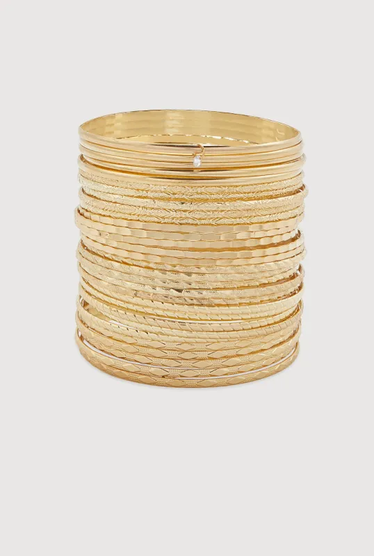Plus Size Metallic Bangles Set of 30 sold by Rainbow
