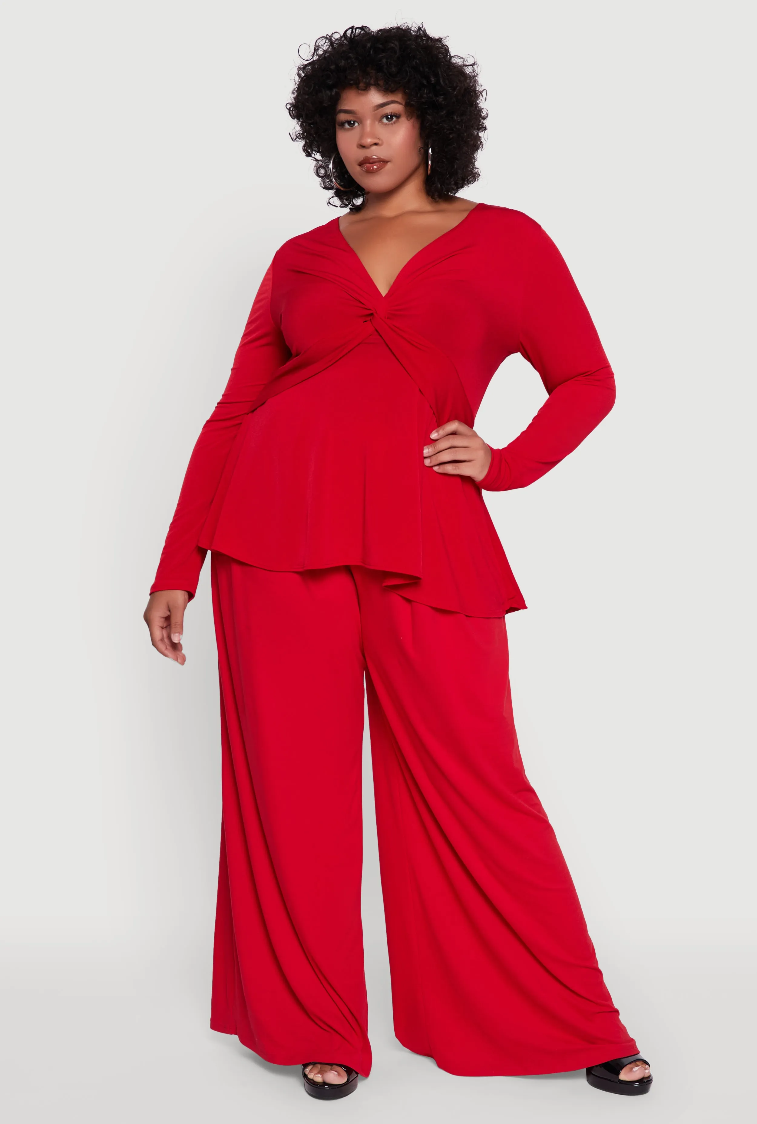 Plus Size Twist Front Long Sleeve Blouse sold by Rainbow