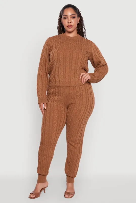 Plus Size Cable Knit Joggers sold by Rainbow