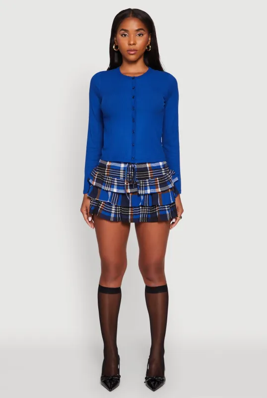 Plaid Drawstring Waist Tiered Mini Skirt sold by Rainbow