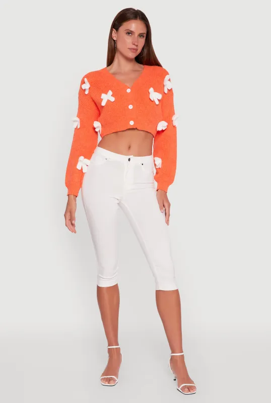 Color Blocked Bow Detail Cropped Cardigan sold by Rainbow