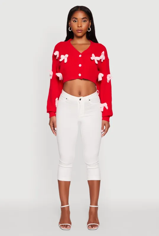 Color Blocked Bow Detail Cropped Cardigan sold by Rainbow