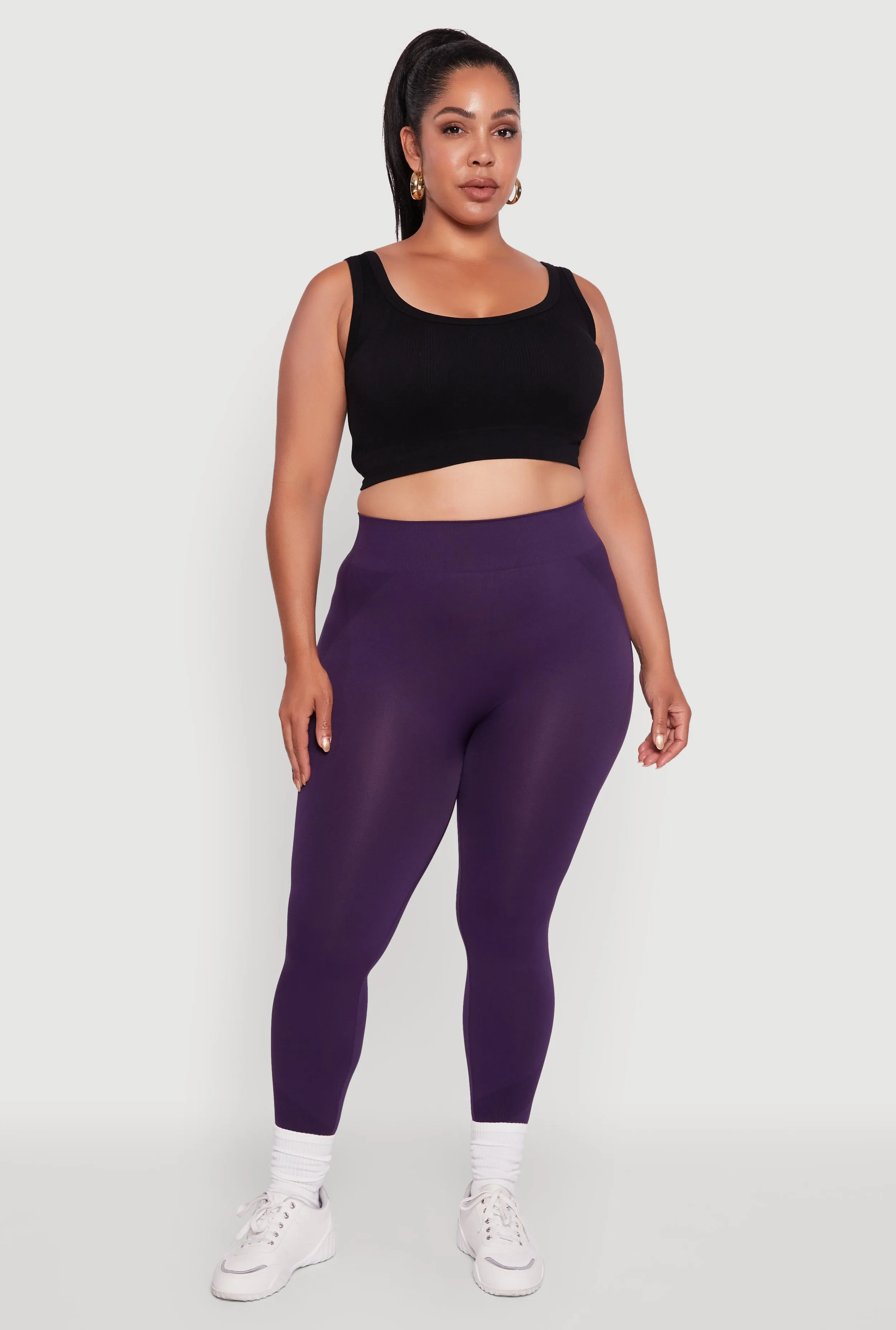 Plus Size Seamless Stripe Detail Leggings sold by Rainbow