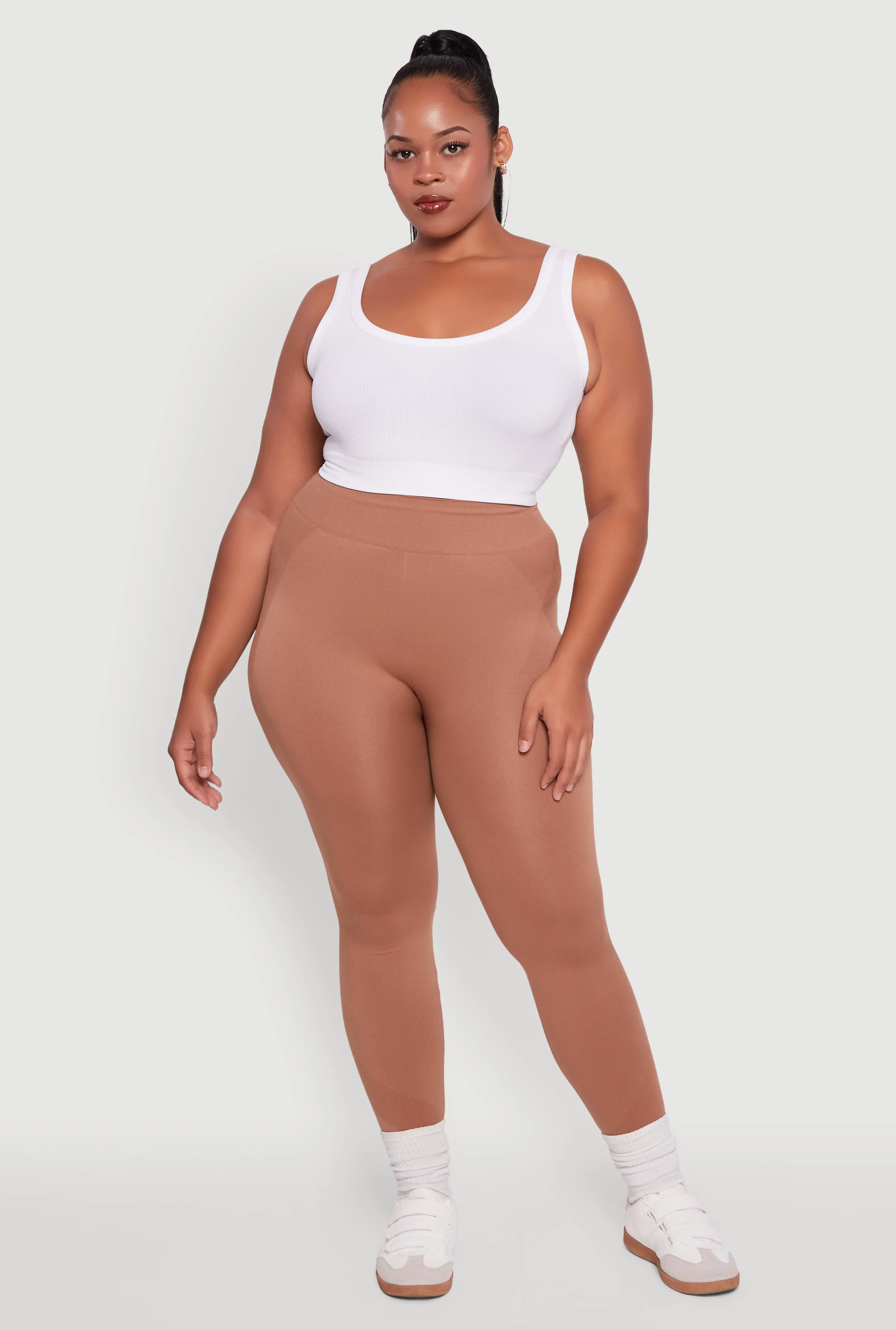Plus Size Seamless Stripe Detail Leggings sold by Rainbow