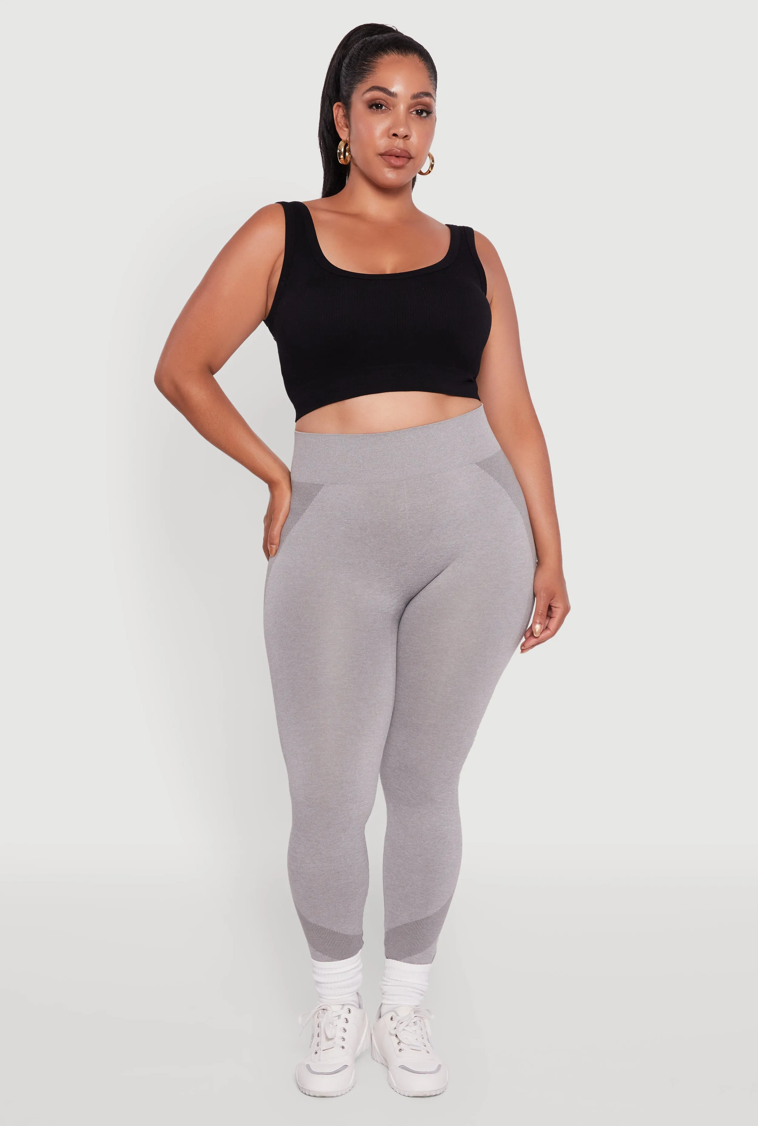 Plus Size Seamless Stripe Detail Leggings sold by Rainbow