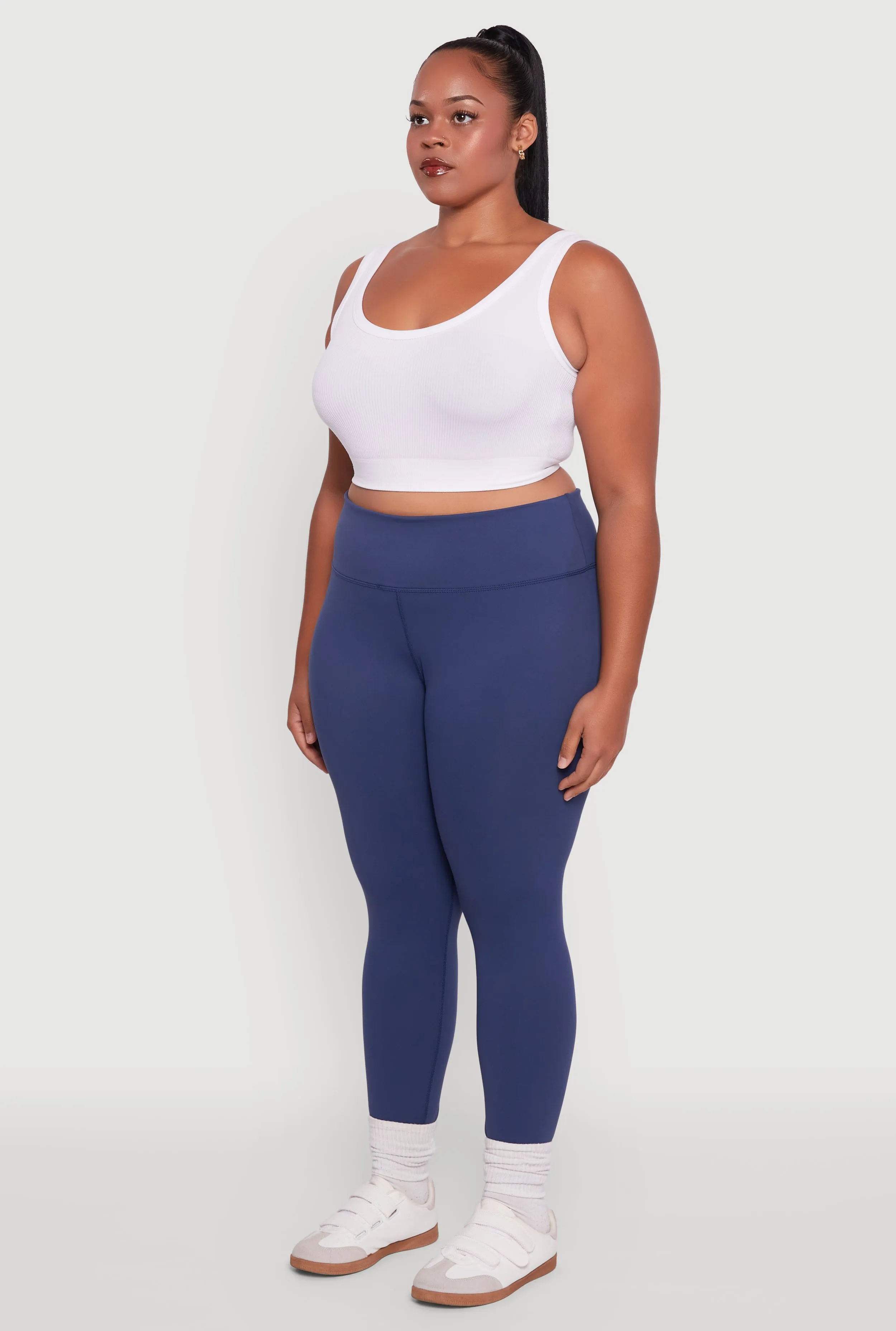 Plus Size High Waisted Solid Stretch Active Leggings sold by Rainbow product image thumbnail 3