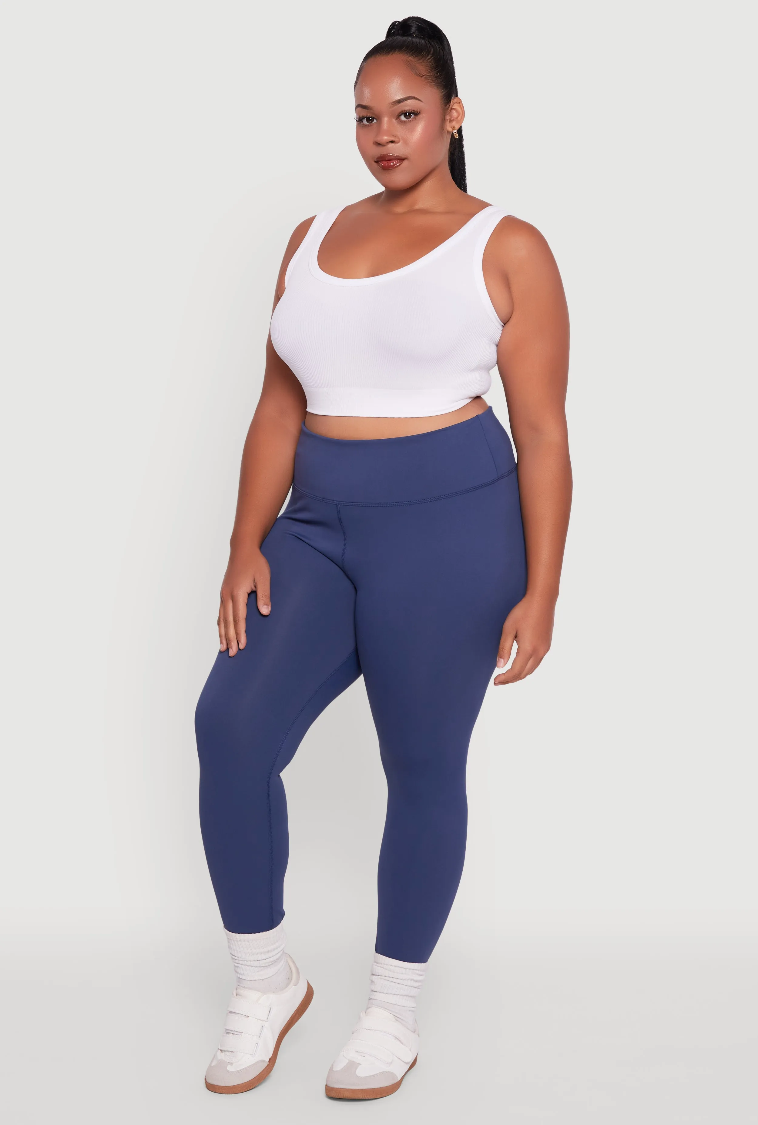 Plus Size High Waisted Solid Stretch Active Leggings sold by Rainbow