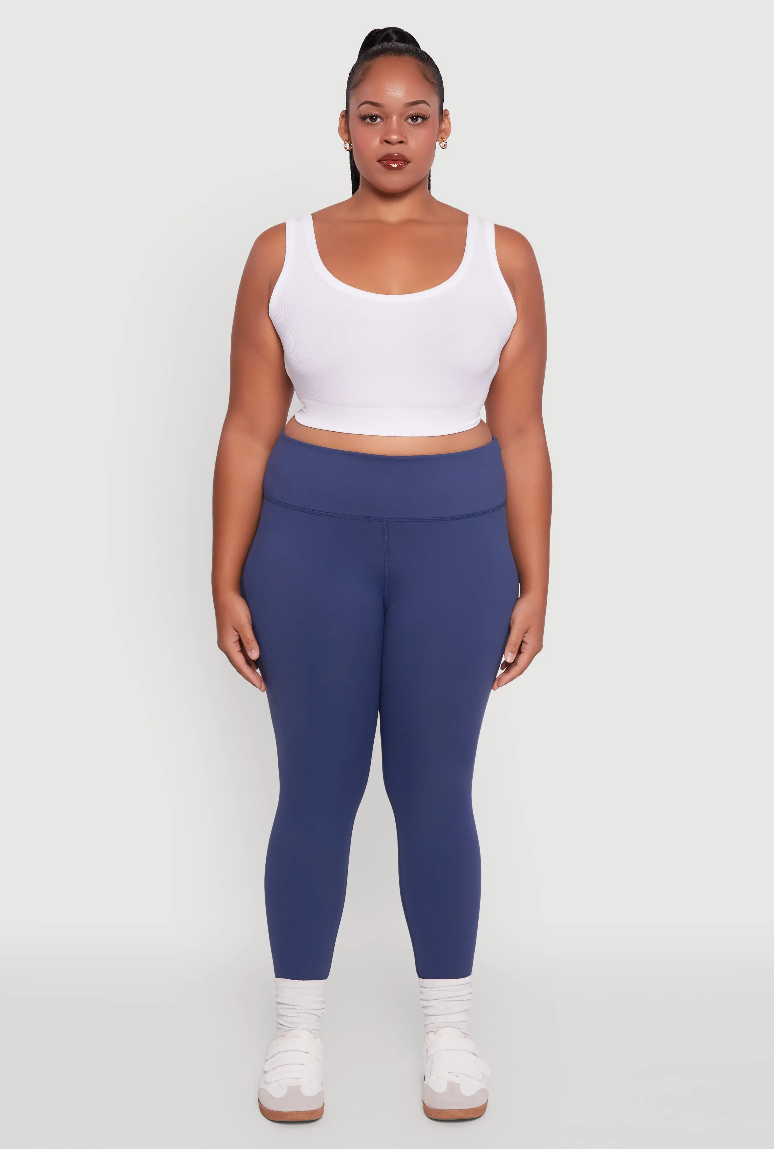 Plus Size High Waisted Solid Stretch Active Leggings sold by Rainbow product image thumbnail 2
