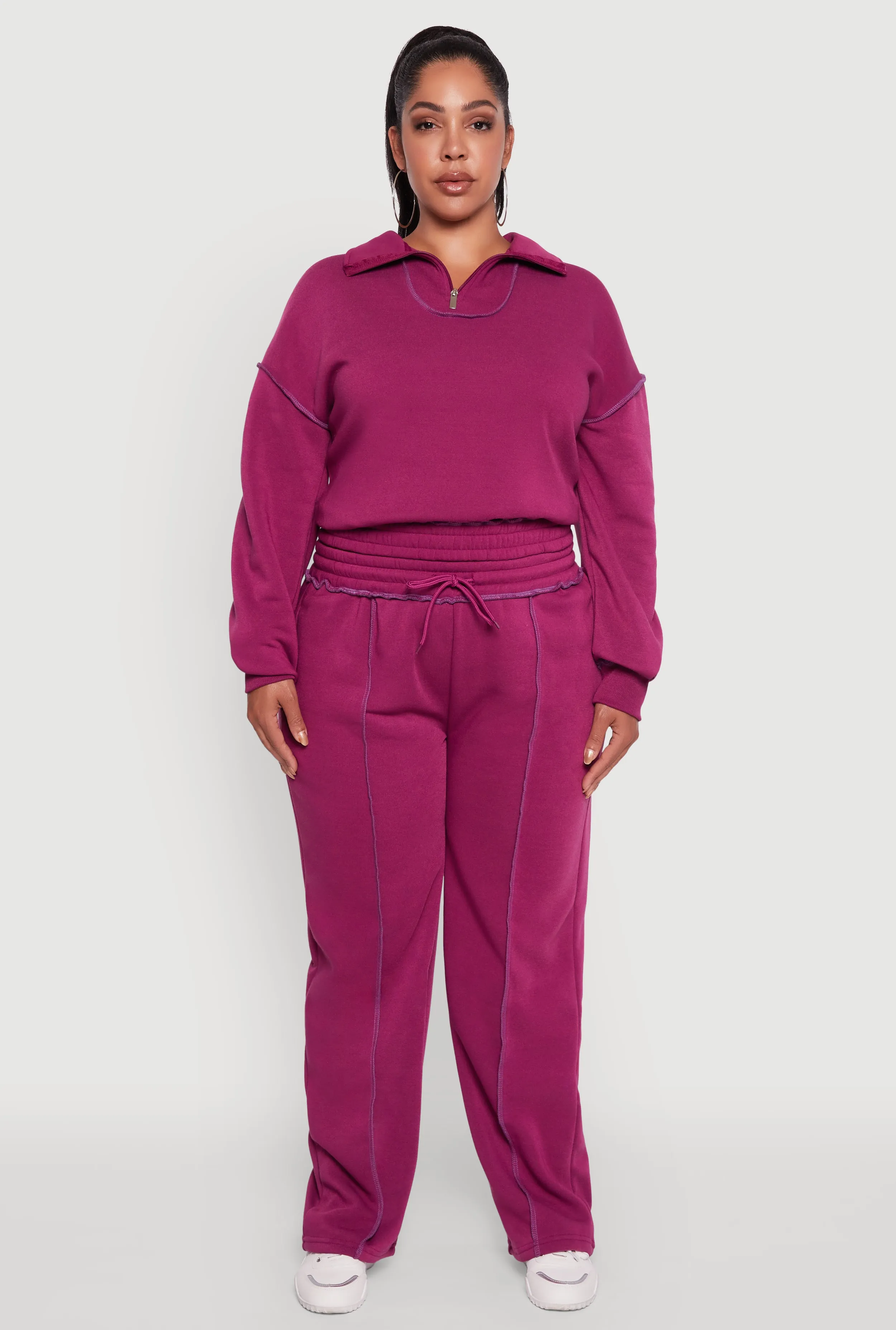 Plus Size High Waisted Wide Leg Fleece Sweatpants sold by Rainbow product image thumbnail 2