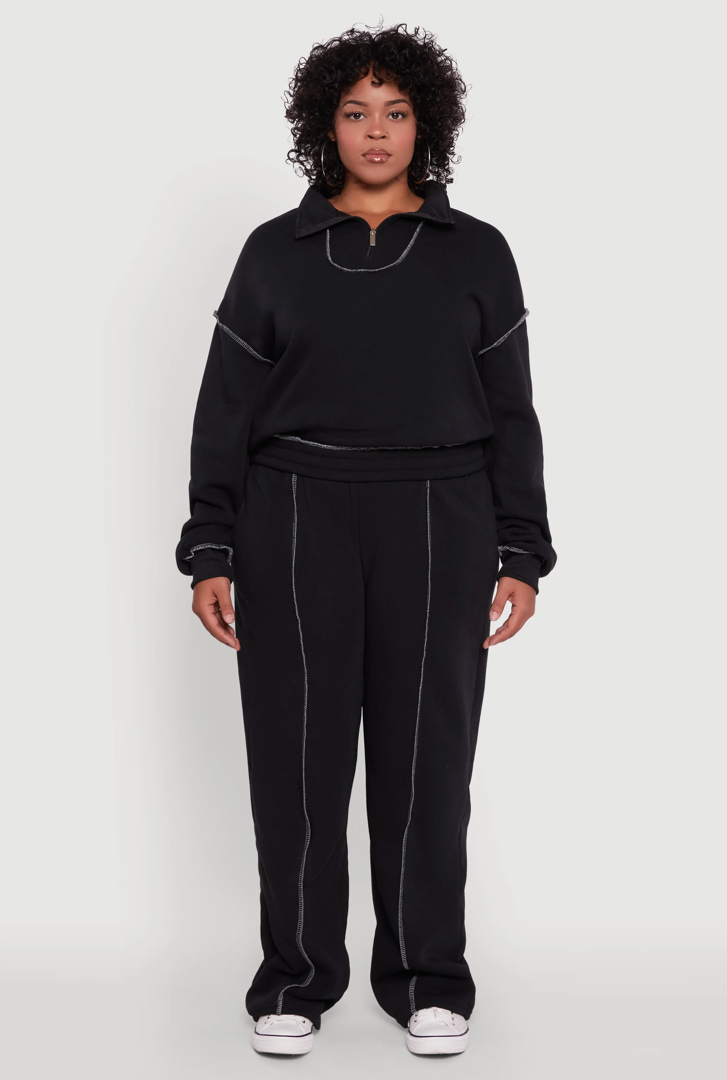 Plus Size High Waisted Wide Leg Fleece Sweatpants sold by Rainbow product image thumbnail 2