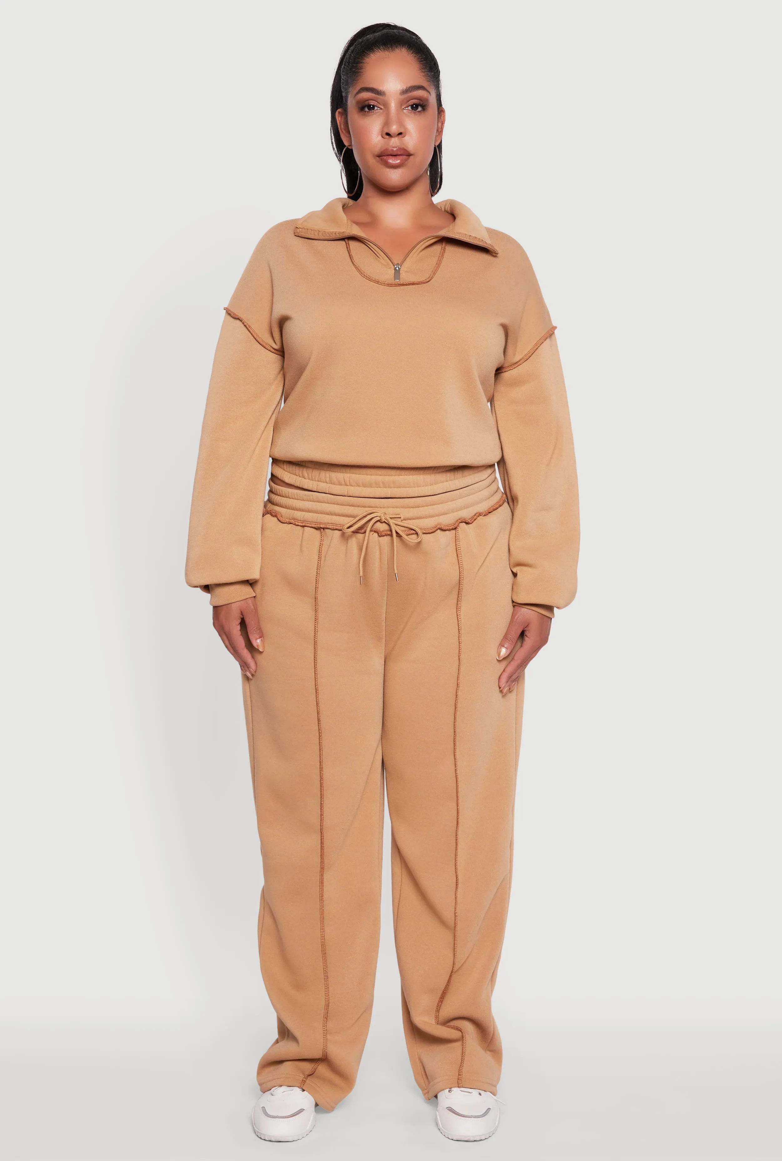 Plus Size High Waisted Wide Leg Fleece Sweatpants sold by Rainbow product image thumbnail 2