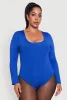 Plus Size Solid Scoop Neck Long Sleeve Bodysuit sold by Rainbow
