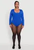 Plus Size Solid Scoop Neck Long Sleeve Bodysuit sold by Rainbow