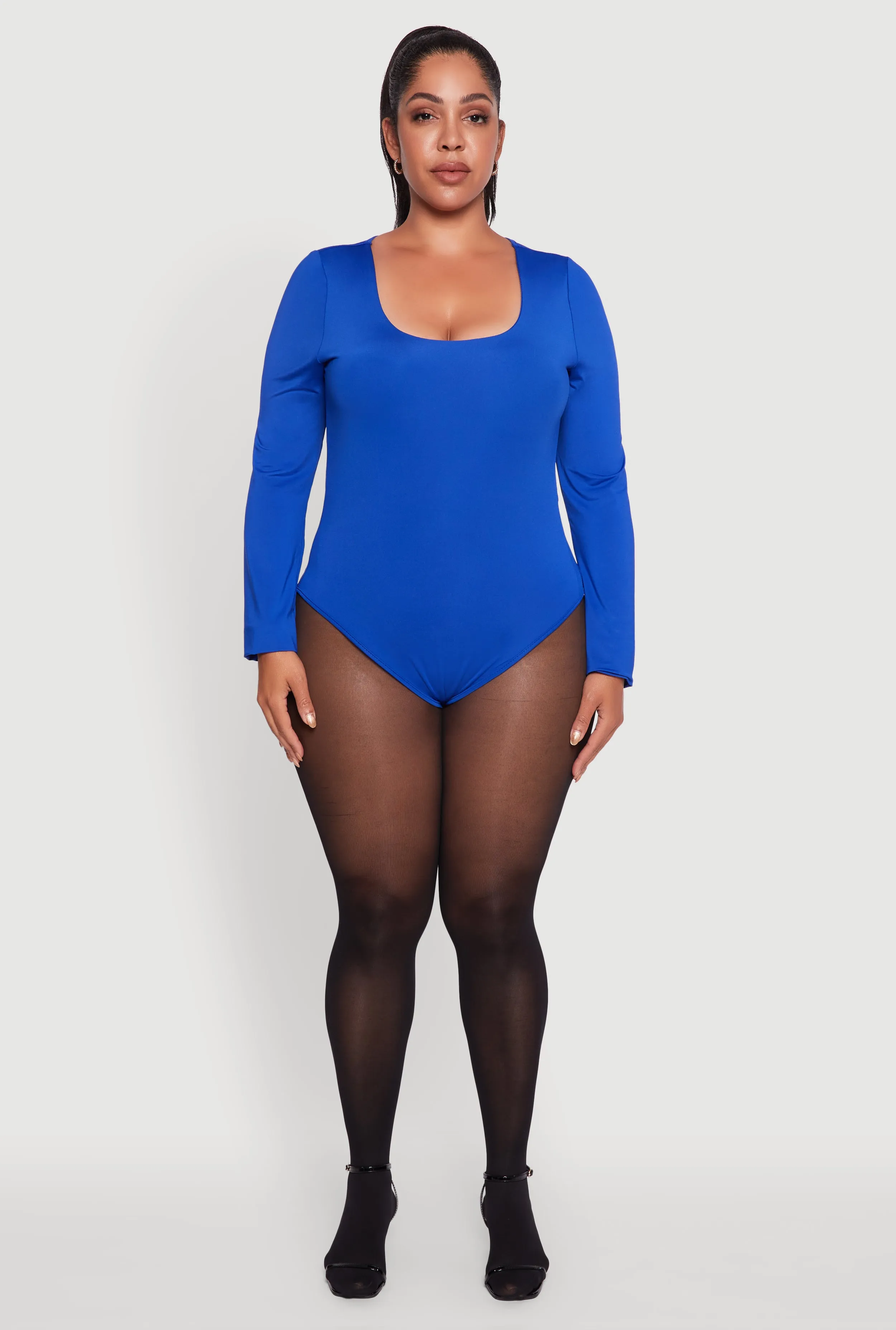 Plus Size Solid Scoop Neck Long Sleeve Bodysuit sold by Rainbow product image thumbnail 3