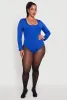 Plus Size Solid Scoop Neck Long Sleeve Bodysuit sold by Rainbow