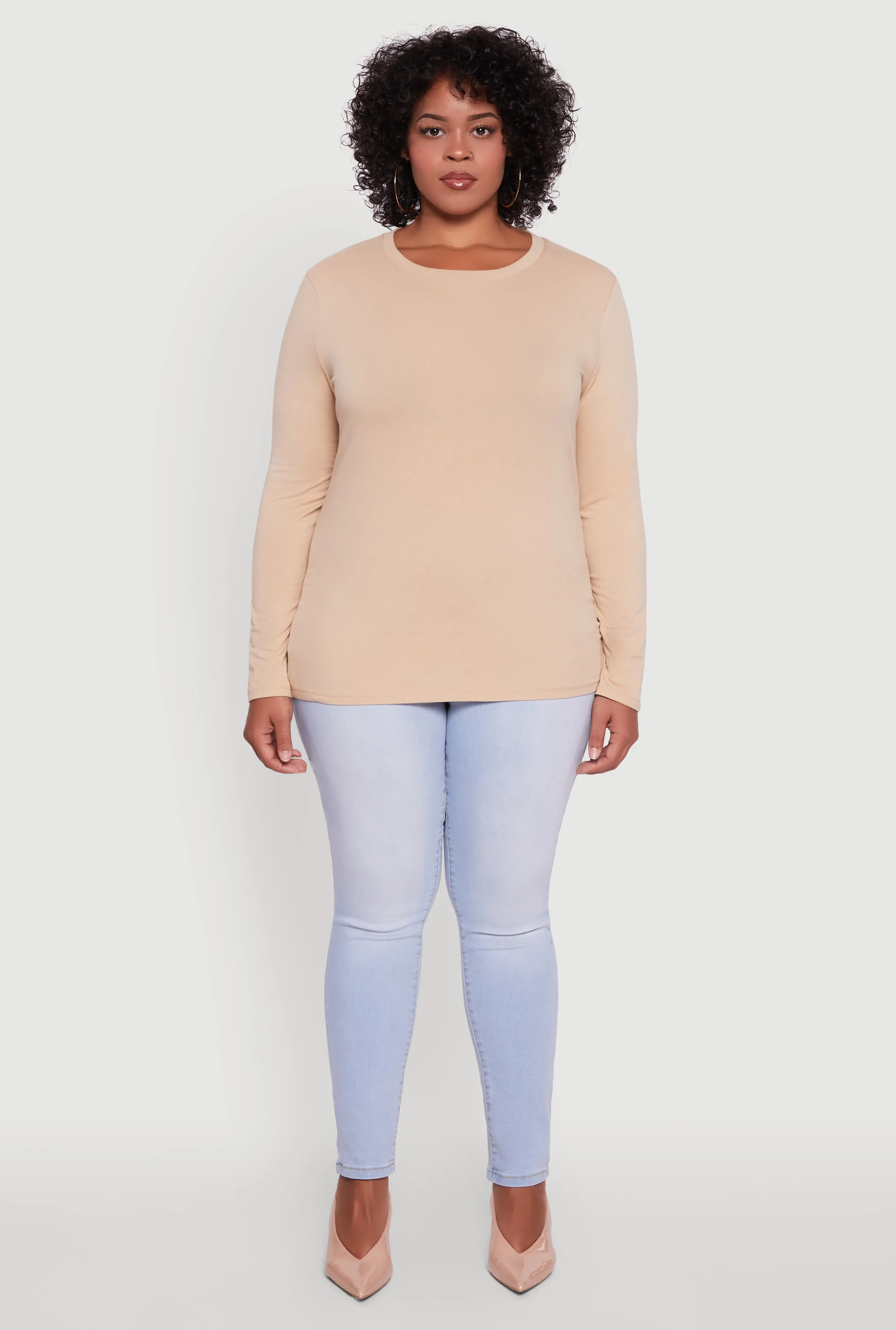 Plus Size Long Sleeve Crew Neck Tee sold by Rainbow product image thumbnail 3