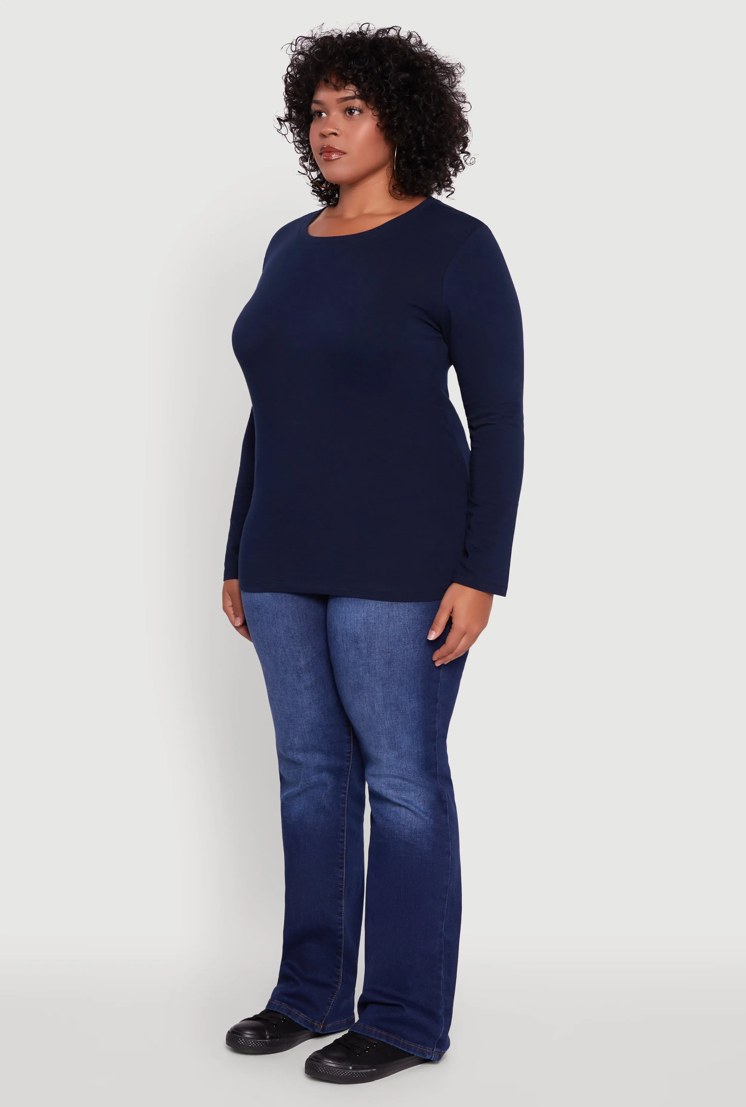 Plus Size Long Sleeve Crew Neck Tee sold by Rainbow product image thumbnail 5