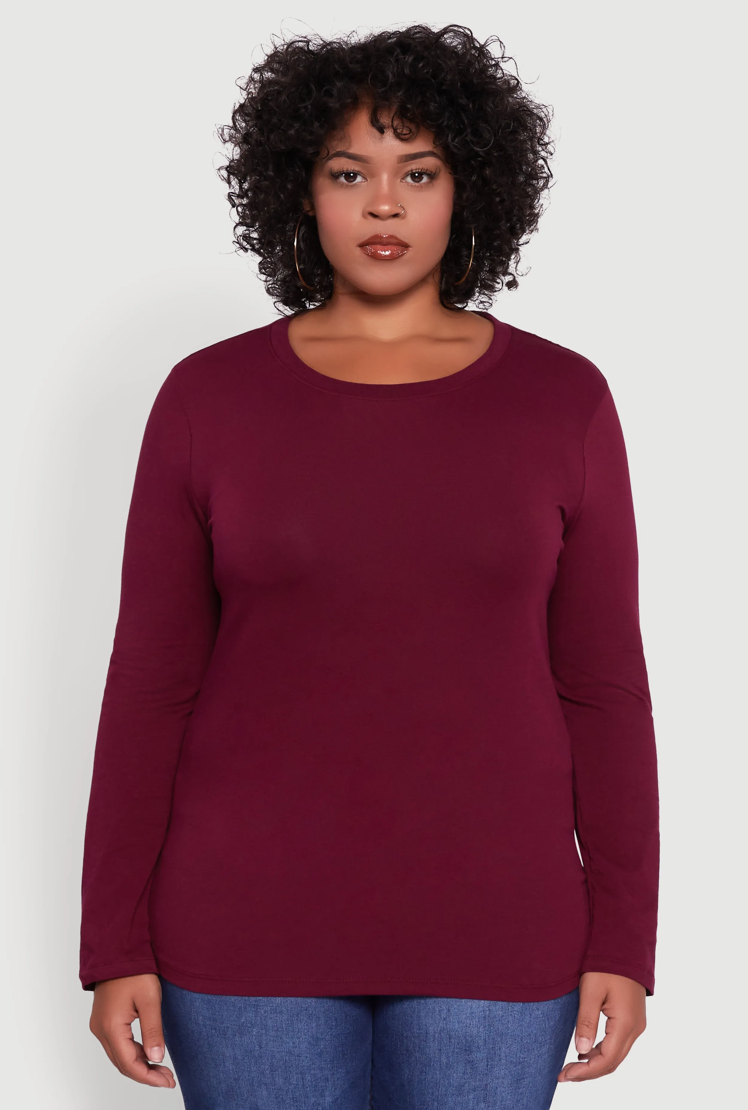 Plus Size Long Sleeve Crew Neck Tee sold by Rainbow product image thumbnail 2