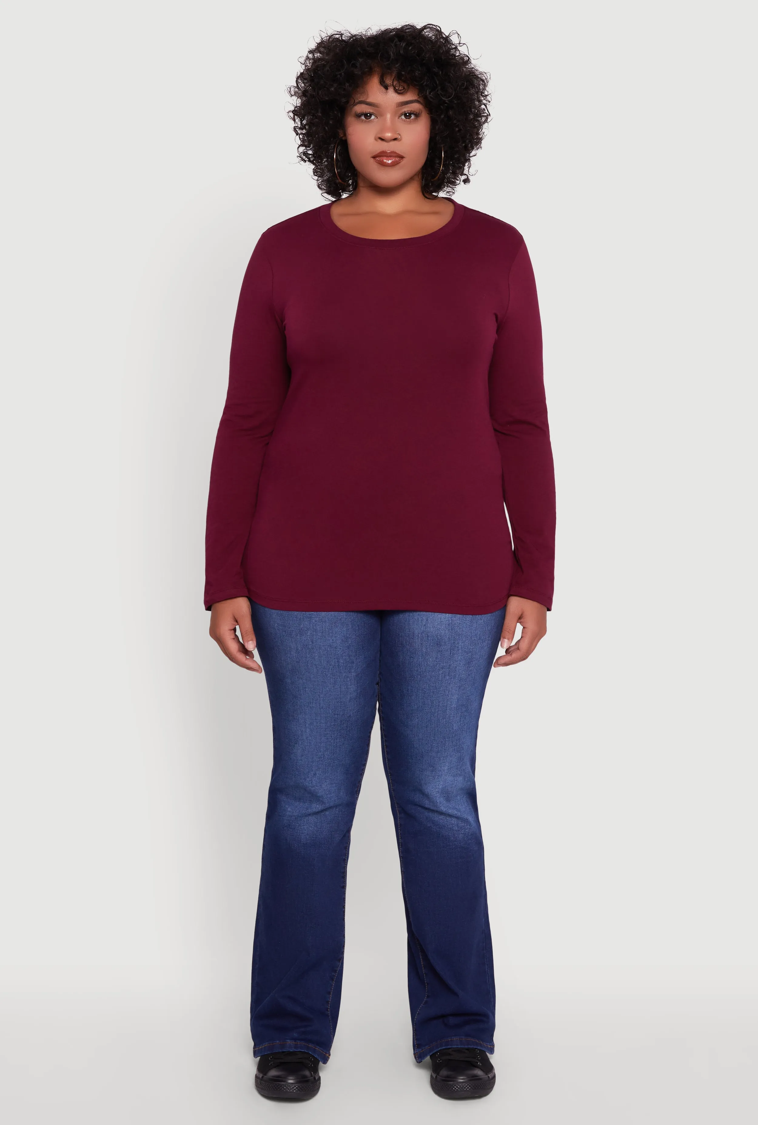 Plus Size Long Sleeve Crew Neck Tee sold by Rainbow product image thumbnail 3