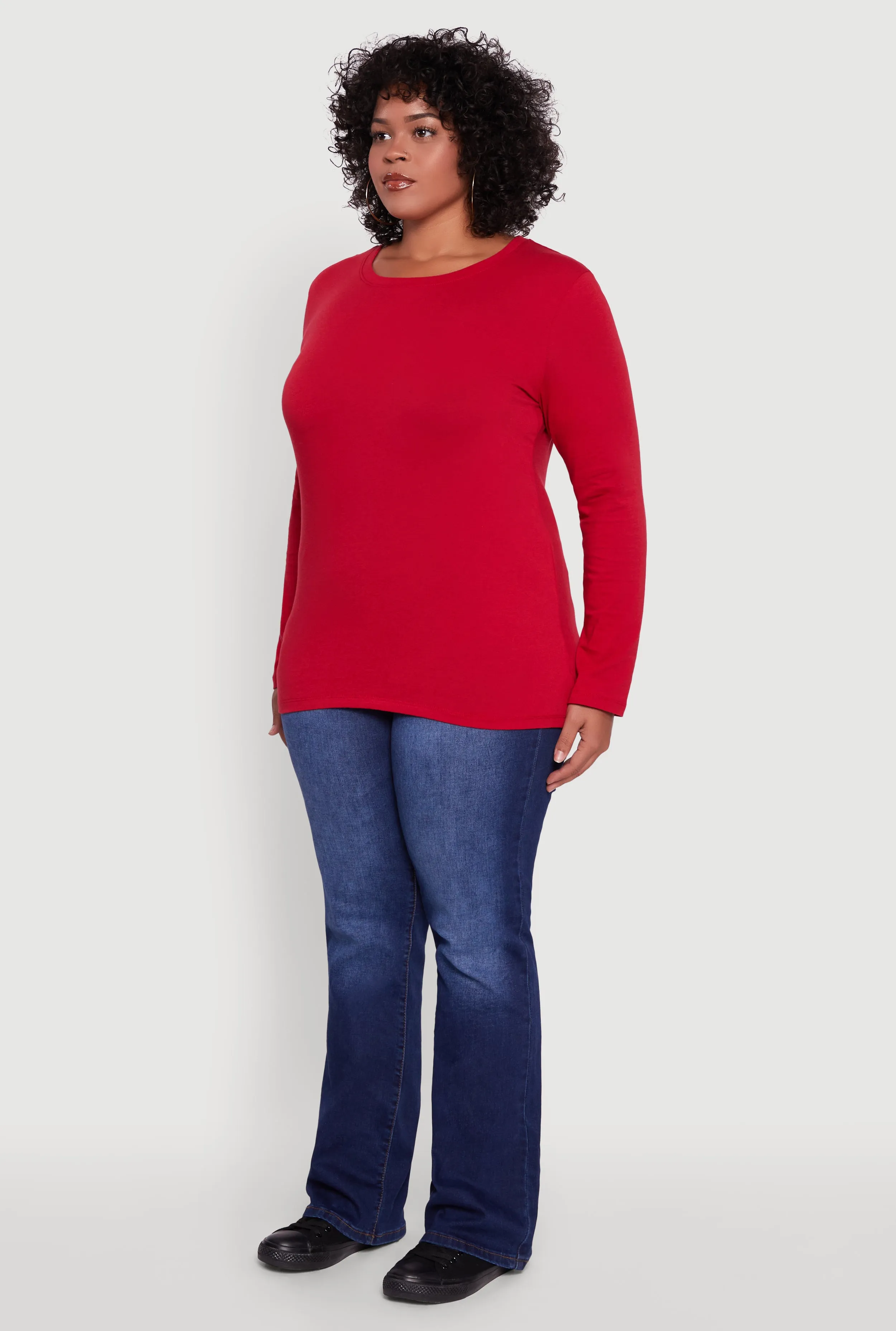 Plus Size Long Sleeve Crew Neck Tee sold by Rainbow product image thumbnail 5