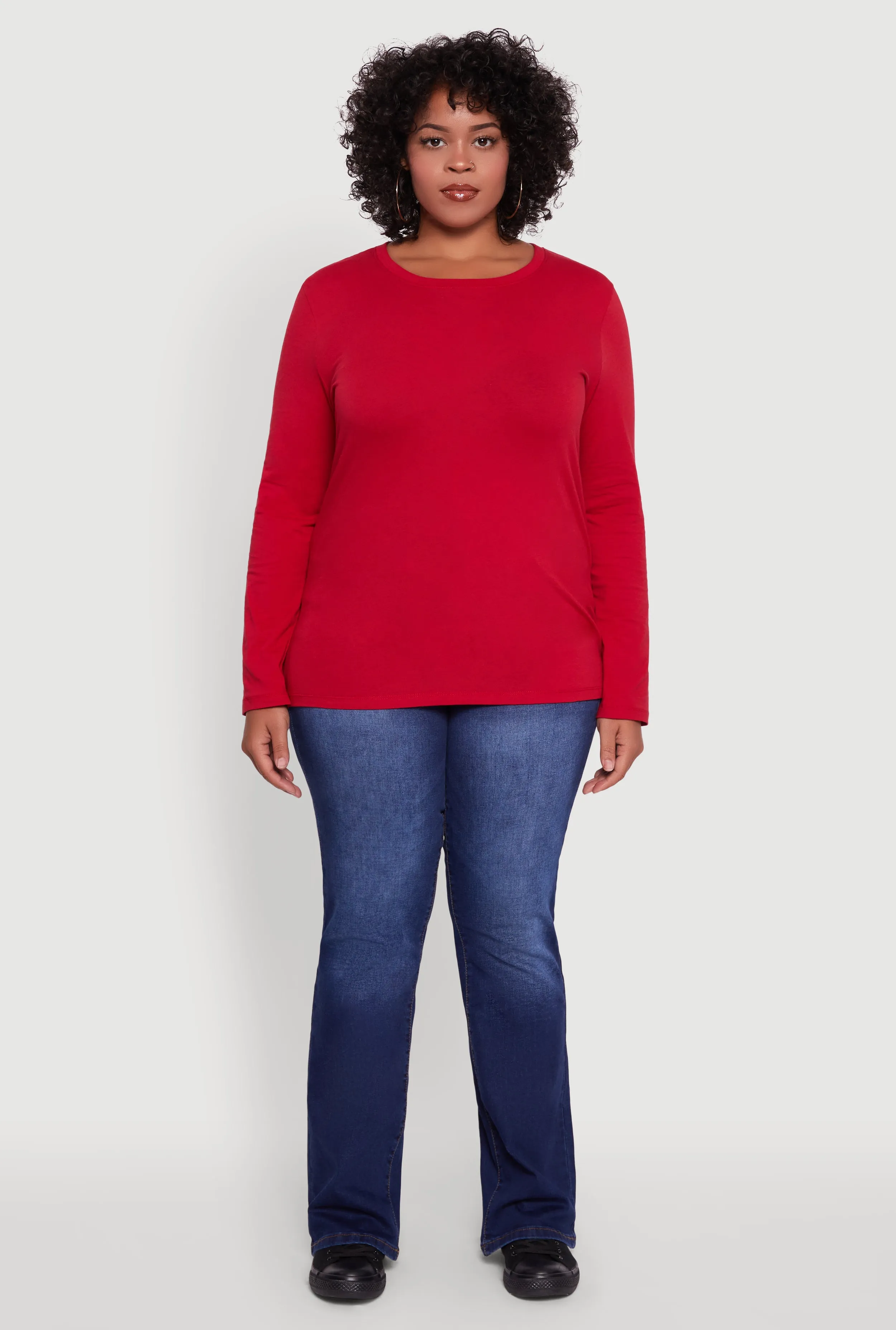 Plus Size Long Sleeve Crew Neck Tee sold by Rainbow product image thumbnail 3